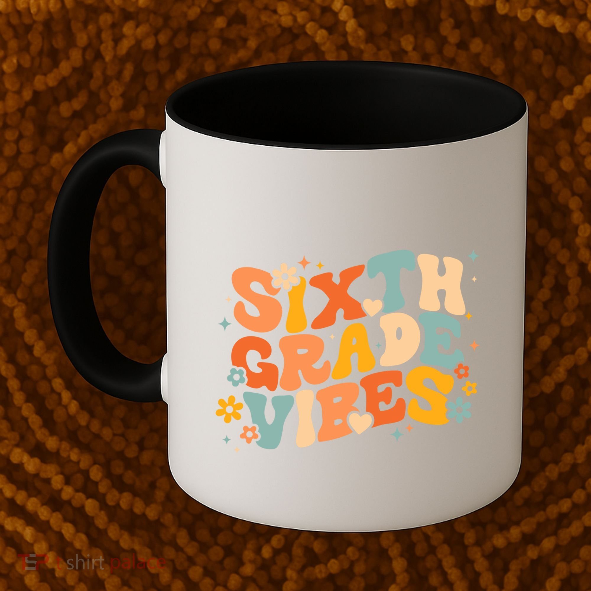 School 6Th Sixth Grade Vibes Hearts Retro Groovy 70S Flowers Gift Coffee Mug