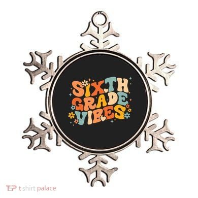 School 6Th Sixth Grade Vibes Hearts Retro Groovy 70S Flowers Gift Ornament