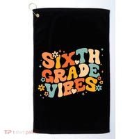 School 6Th Sixth Grade Vibes Hearts Retro Groovy 70S Flowers Gift Golf Towel thumb 0