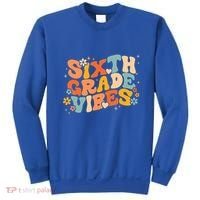 School 6Th Sixth Grade Vibes Hearts Retro Groovy 70S Flowers Gift Sweatshirt thumb 0