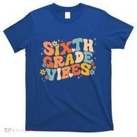 School 6Th Sixth Grade Vibes Hearts Retro Groovy 70S Flowers Gift T-Shirt thumb 0