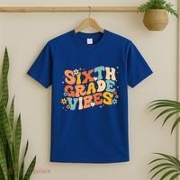 School 6Th Sixth Grade Vibes Hearts Retro Groovy 70S Flowers Gift T-Shirt thumb 2