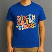 School 6Th Sixth Grade Vibes Hearts Retro Groovy 70S Flowers Gift T-Shirt thumb 3