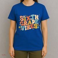 School 6Th Sixth Grade Vibes Hearts Retro Groovy 70S Flowers Gift T-Shirt thumb 4