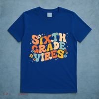 School 6Th Sixth Grade Vibes Hearts Retro Groovy 70S Flowers Gift T-Shirt thumb 5