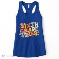 School 6Th Sixth Grade Vibes Hearts Retro Groovy 70S Flowers Gift Women's Tank Top thumb 0
