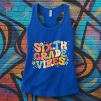 School 6Th Sixth Grade Vibes Hearts Retro Groovy 70S Flowers Gift Women's Tank Top thumb 3