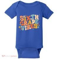 School 6Th Sixth Grade Vibes Hearts Retro Groovy 70S Flowers Gift Baby Bodysuit thumb 0