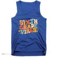 School 6Th Sixth Grade Vibes Hearts Retro Groovy 70S Flowers Gift Tank Top thumb 0