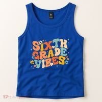 School 6Th Sixth Grade Vibes Hearts Retro Groovy 70S Flowers Gift Tank Top thumb 2
