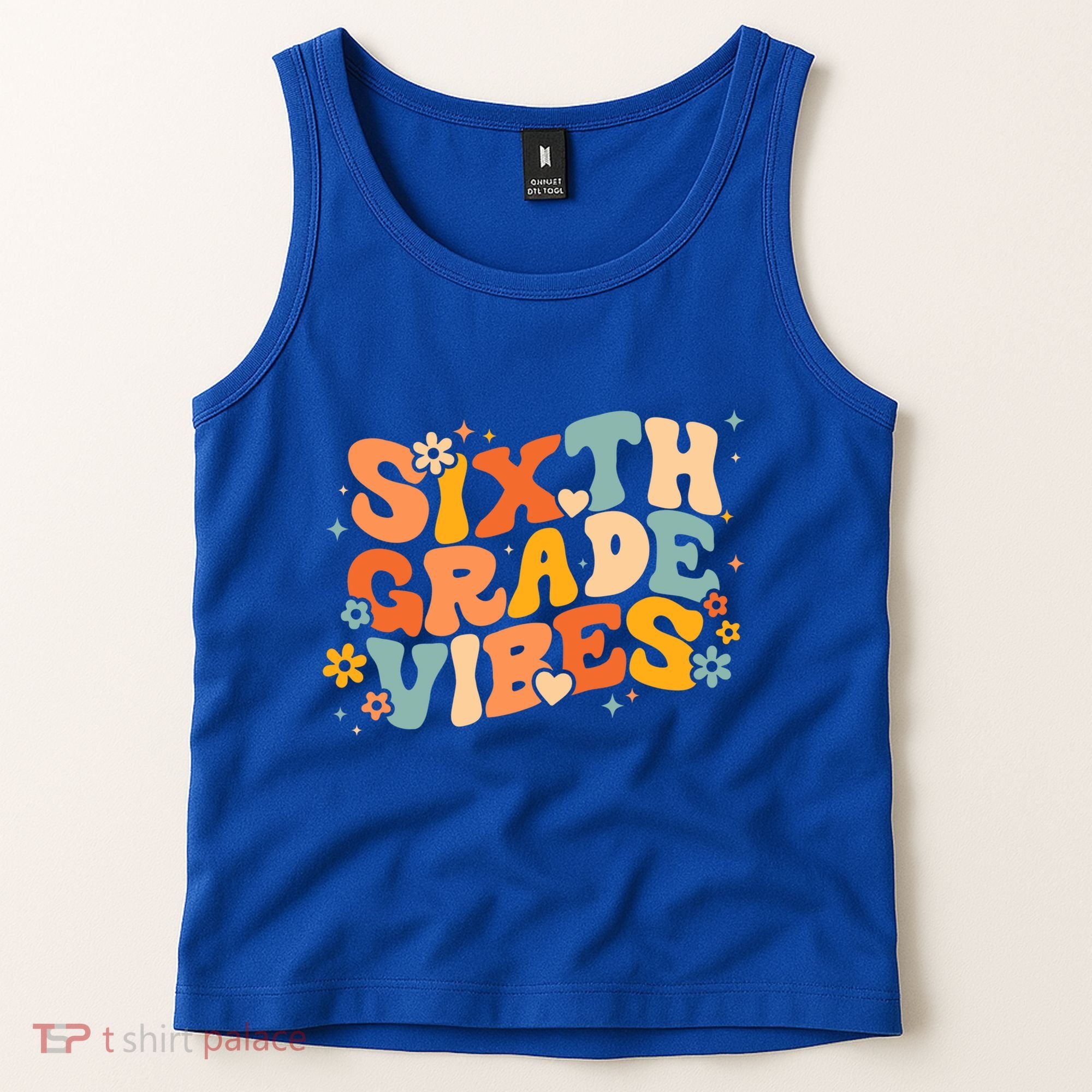 School 6Th Sixth Grade Vibes Hearts Retro Groovy 70S Flowers Gift Tank Top