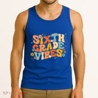 School 6Th Sixth Grade Vibes Hearts Retro Groovy 70S Flowers Gift Tank Top thumb 3