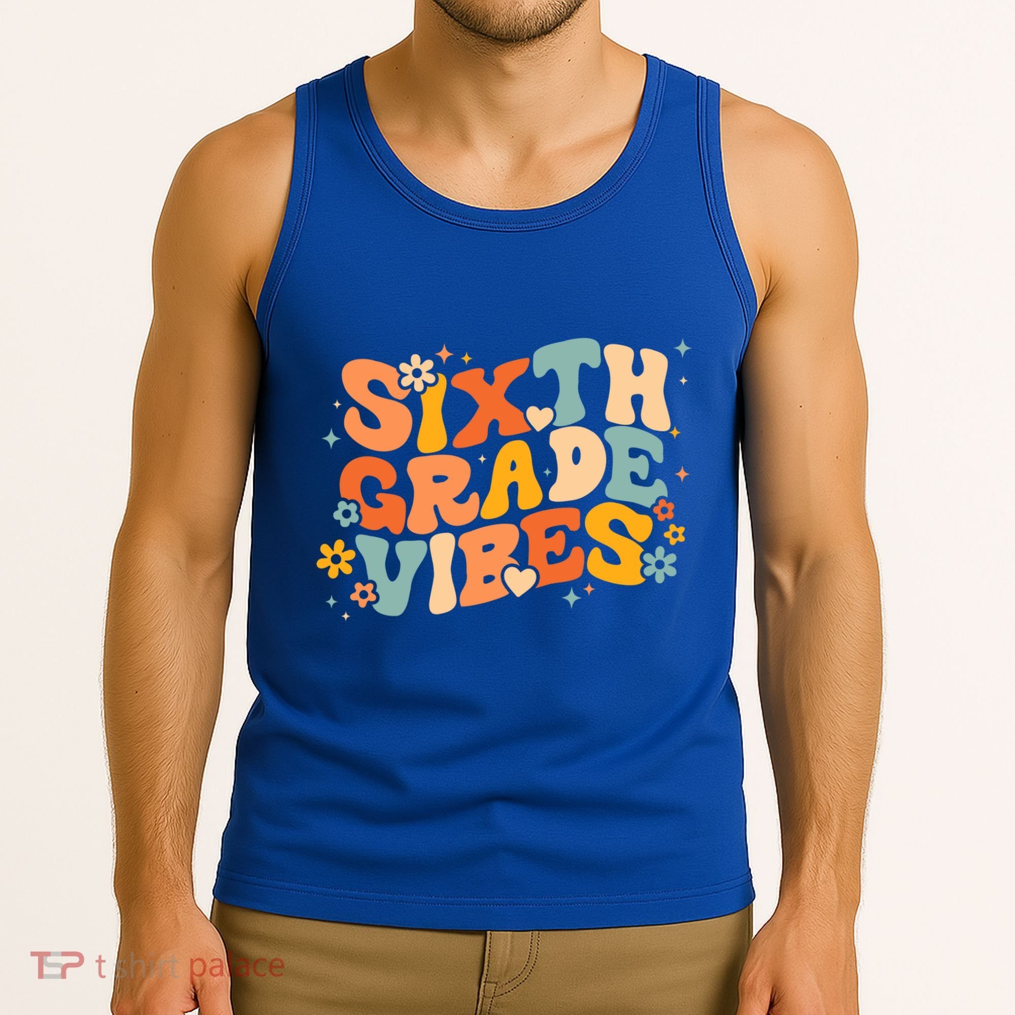 School 6Th Sixth Grade Vibes Hearts Retro Groovy 70S Flowers Gift Tank Top