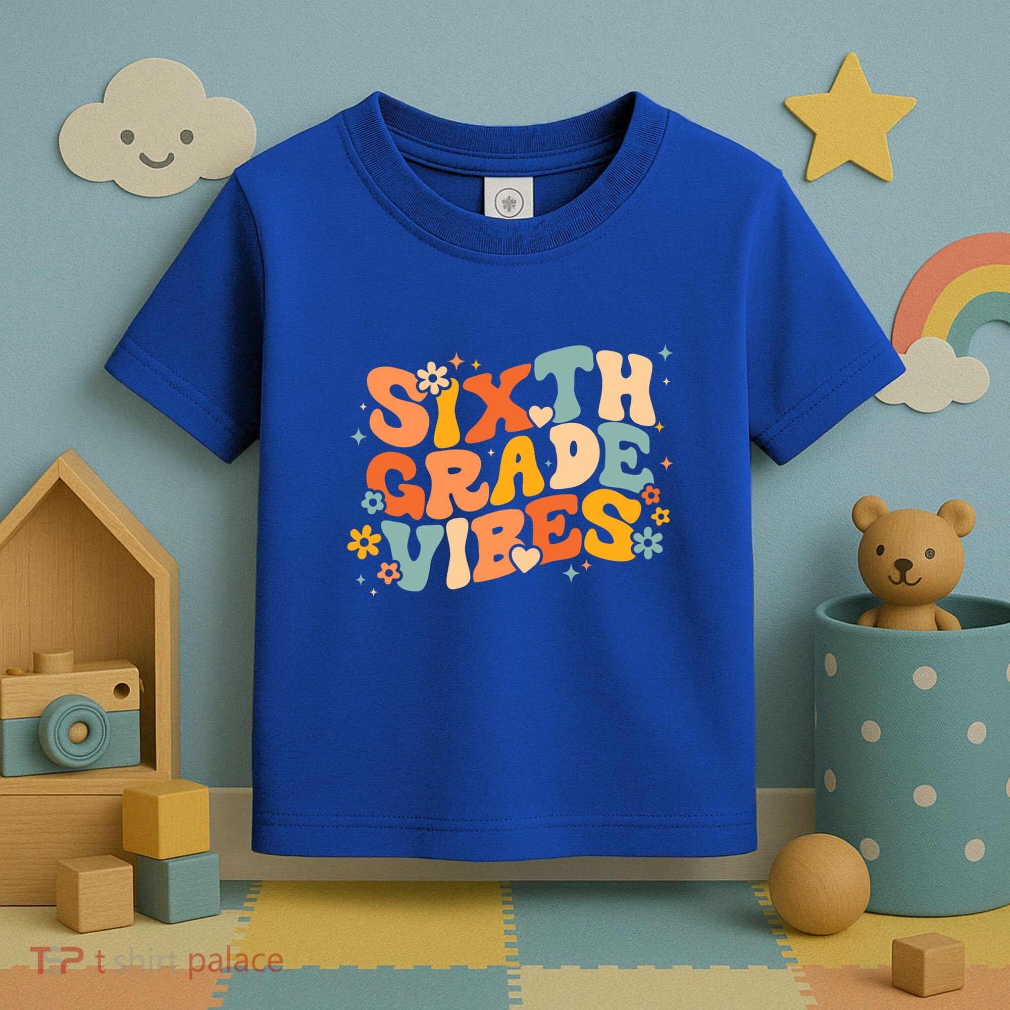 School 6Th Sixth Grade Vibes Hearts Retro Groovy 70S Flowers Gift Toddler T-Shirt