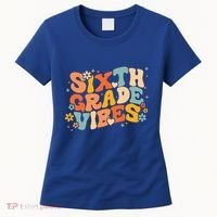 School 6Th Sixth Grade Vibes Hearts Retro Groovy 70S Flowers Gift Women's T-Shirt thumb 0