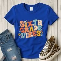 School 6Th Sixth Grade Vibes Hearts Retro Groovy 70S Flowers Gift Women's T-Shirt thumb 3