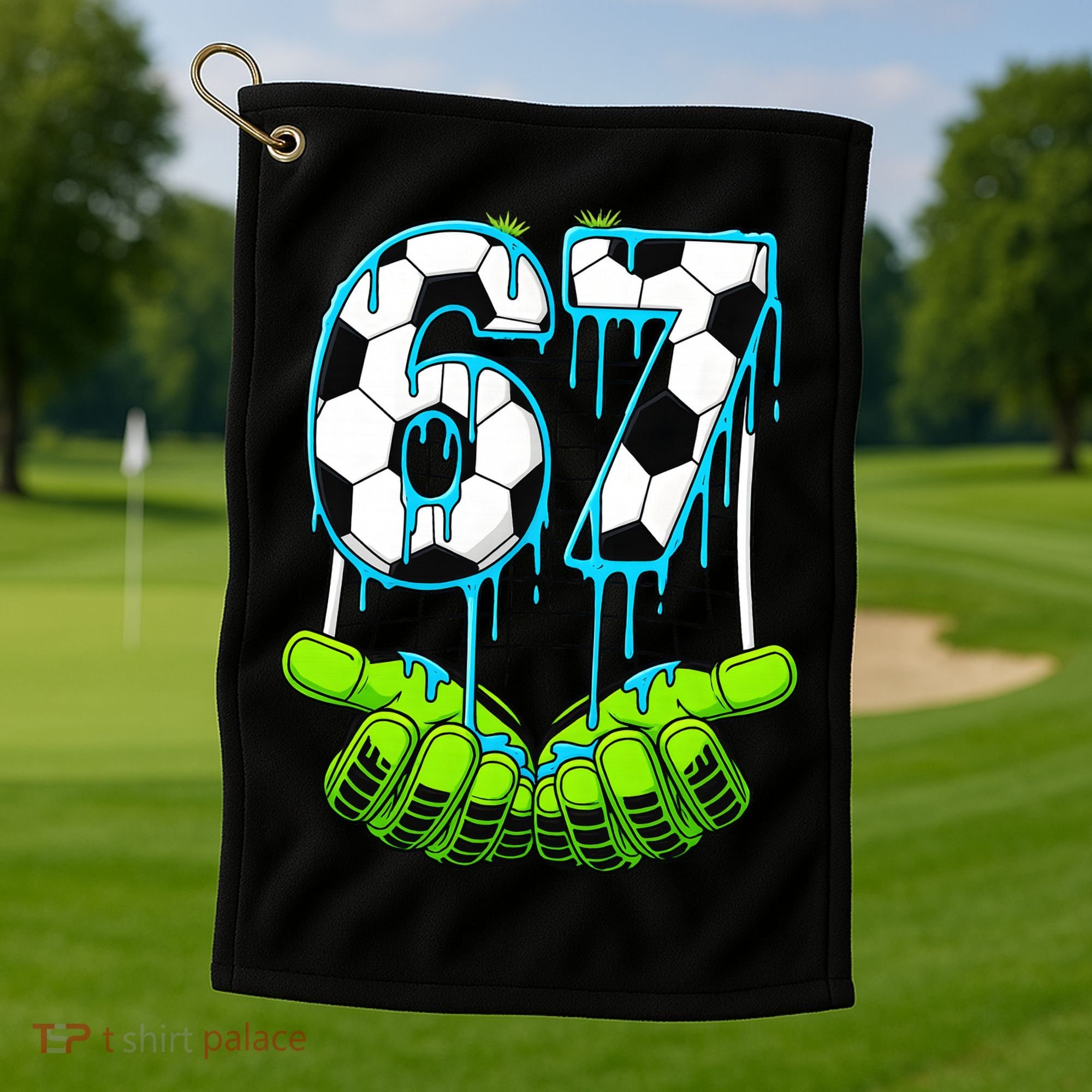 Soccer 6-7 Six Seven Gen Alpha Meme Drip Golf Towel
