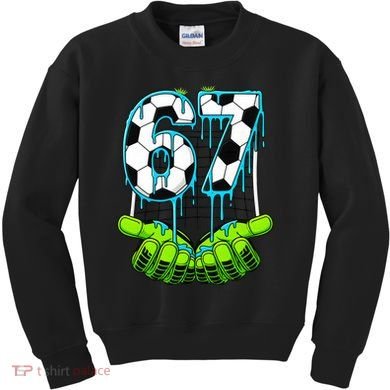 Soccer 6-7 Six Seven Gen Alpha Meme Drip Kids Sweatshirt