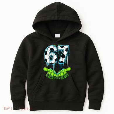 Soccer 6-7 Six Seven Gen Alpha Meme Drip Kids Hoodie
