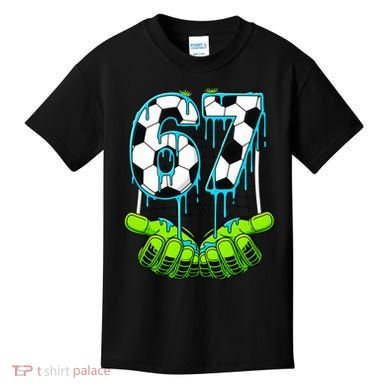 Soccer 6-7 Six Seven Gen Alpha Meme Drip Kids T-Shirt