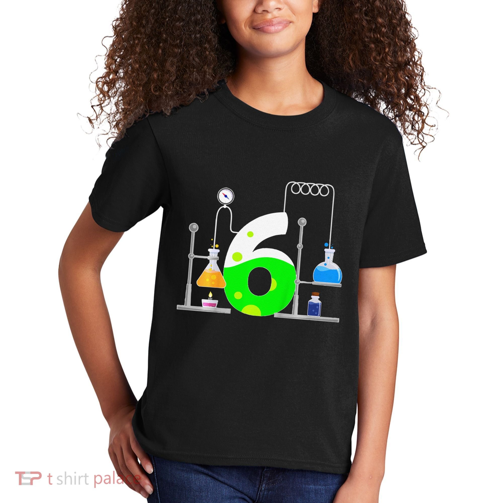 Scientist 6 Years Old 6th Birthday Experiments Science Kids T-Shirt