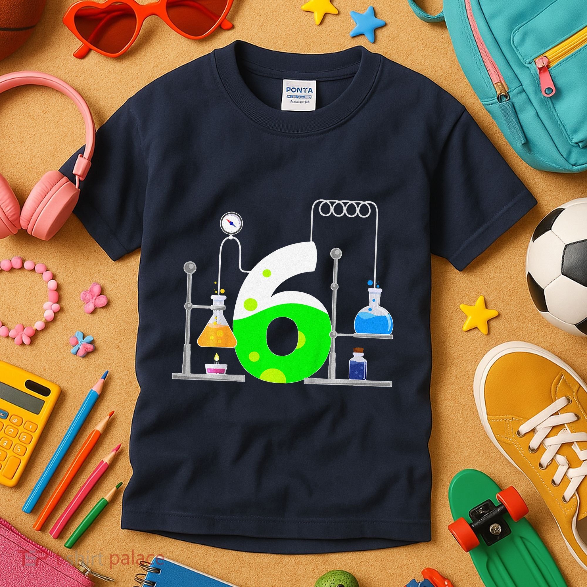Scientist 6 Years Old 6th Birthday Experiments Science Kids T-Shirt