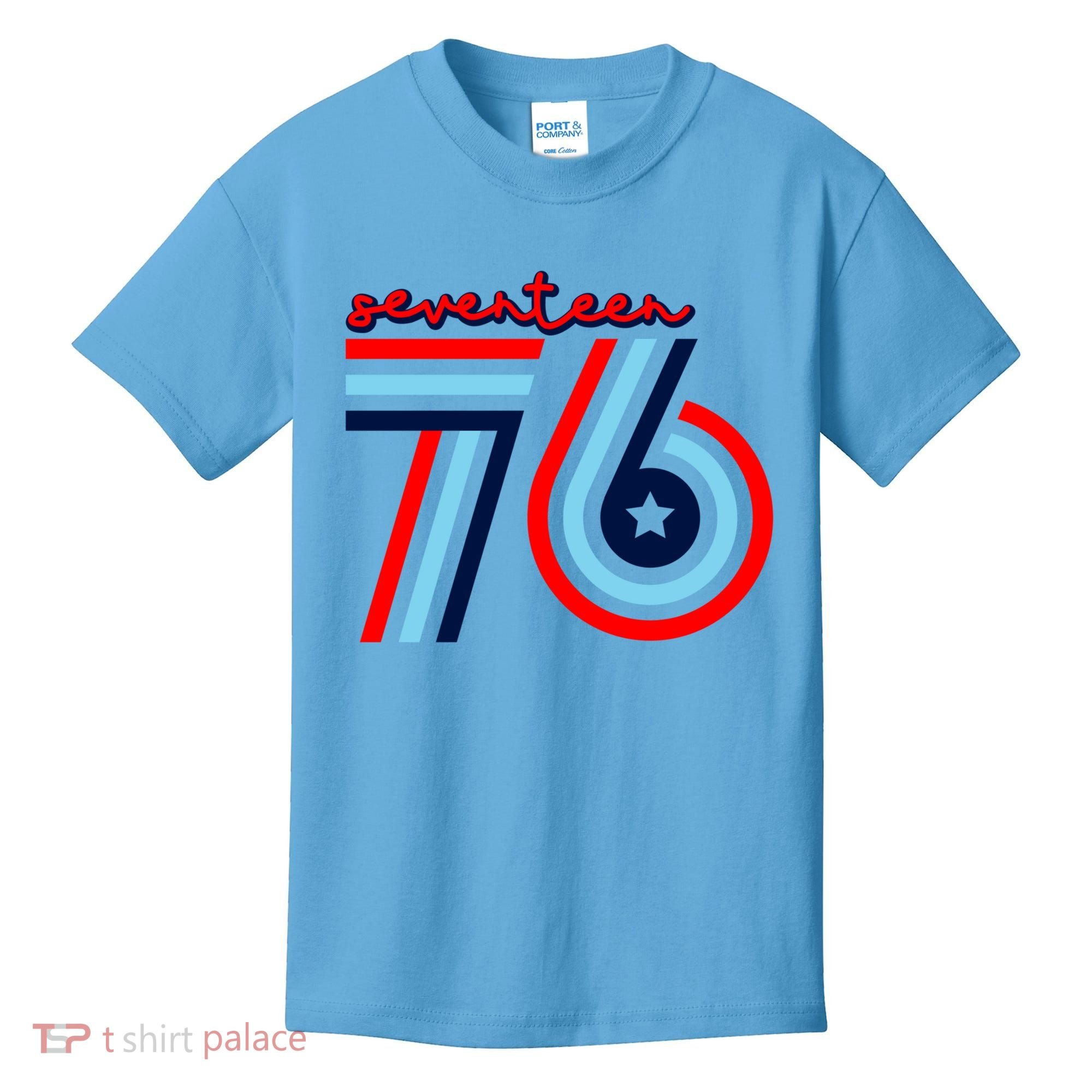 Seventeen 76 Patriotic America 4th Of July Independence Day Cool Gift Kids T-Shirt