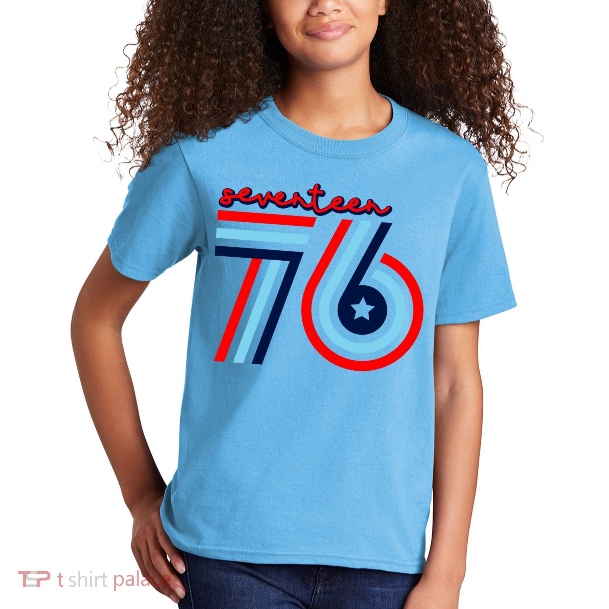 Seventeen 76 Patriotic America 4th Of July Independence Day Cool Gift Kids T-Shirt