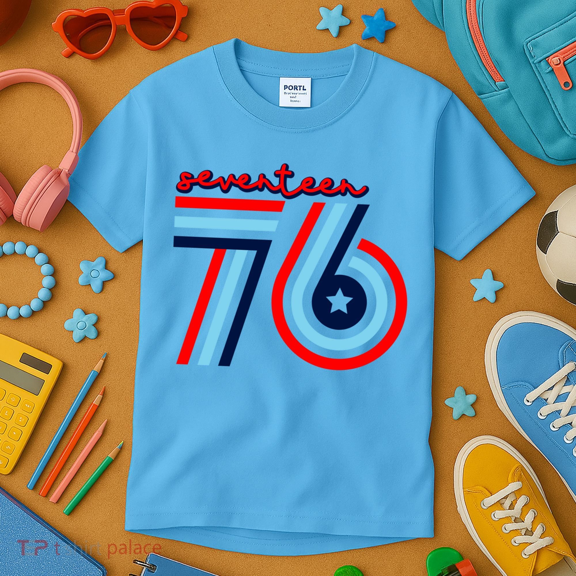 Seventeen 76 Patriotic America 4th Of July Independence Day Cool Gift Kids T-Shirt