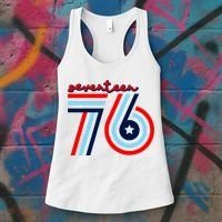Seventeen 76 Patriotic America 4th Of July Independence Day Cool Gift Women's Tank Top thumb 3