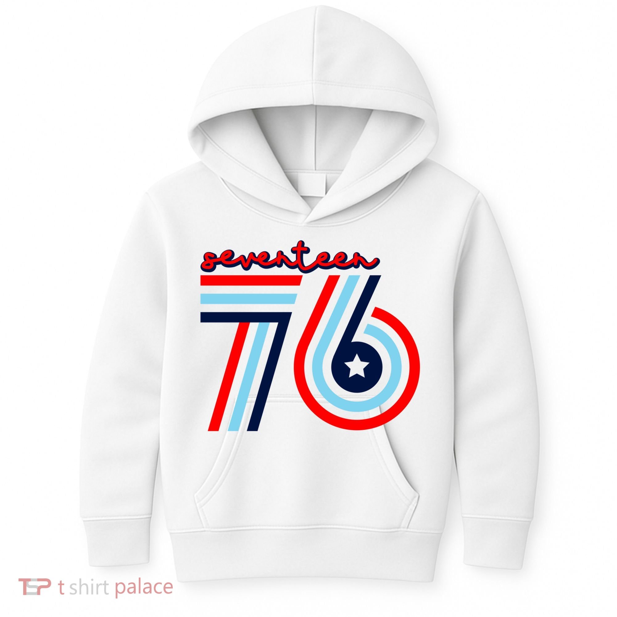 Seventeen 76 Patriotic America 4th Of July Independence Day Cool Gift Kids Hoodie
