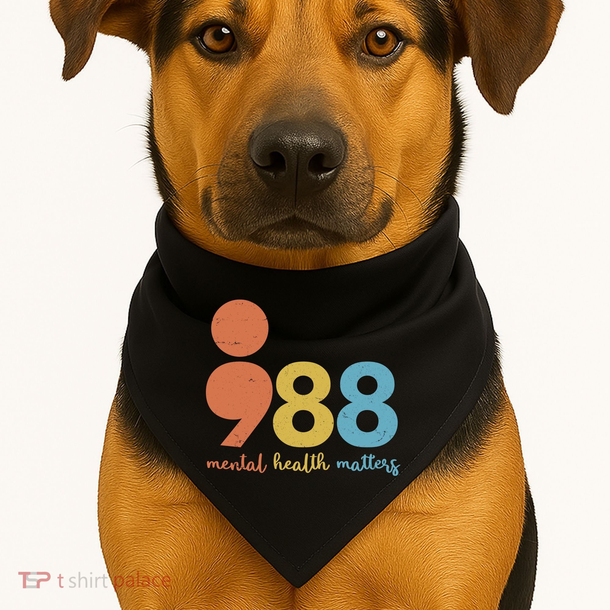 Semicolon 988 Mental Health Matters USA-Made Doggie Bandana