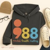 Semicolon 988 Mental Health Matters Hoodie thumb 4