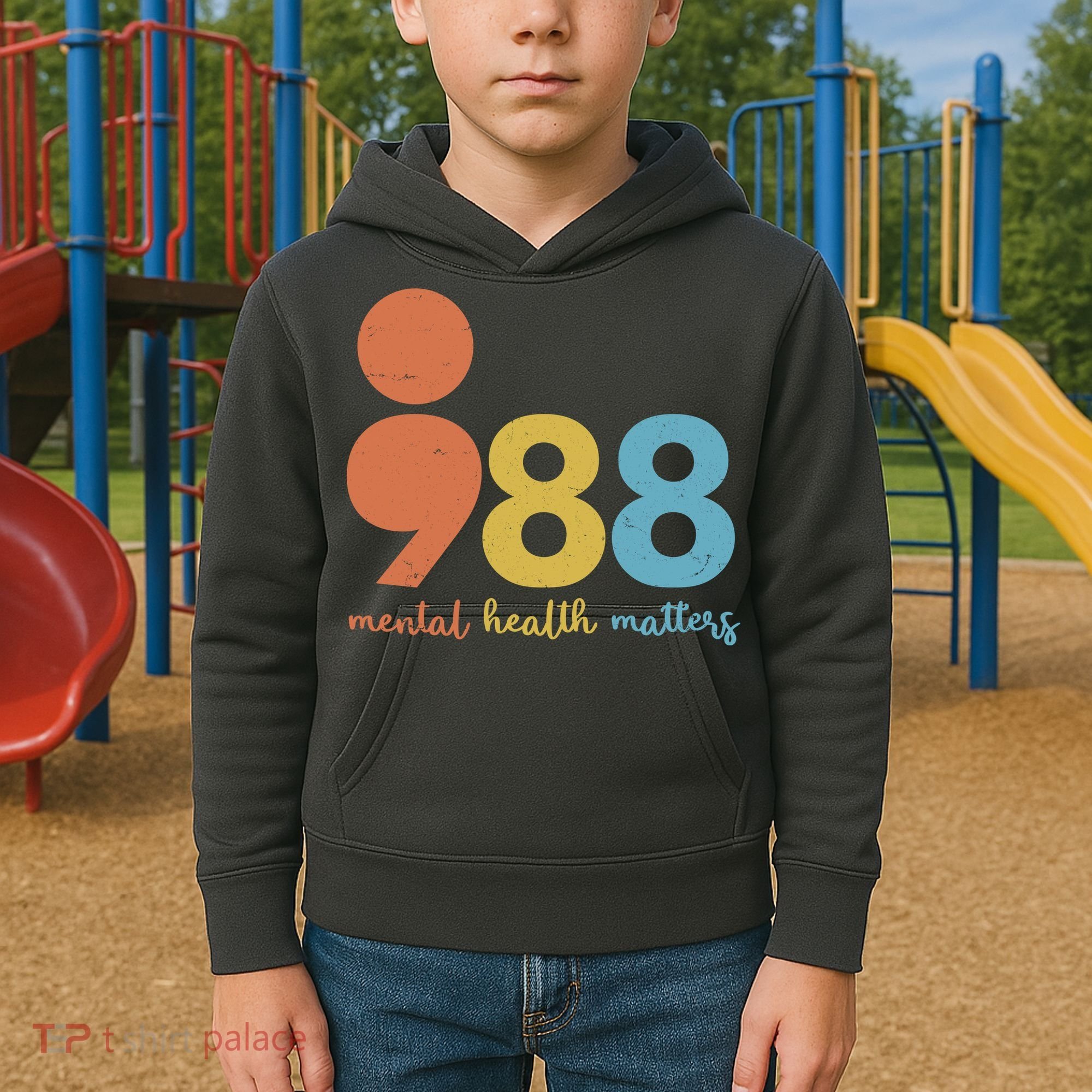 Semicolon 988 Mental Health Matters Kids Hoodie