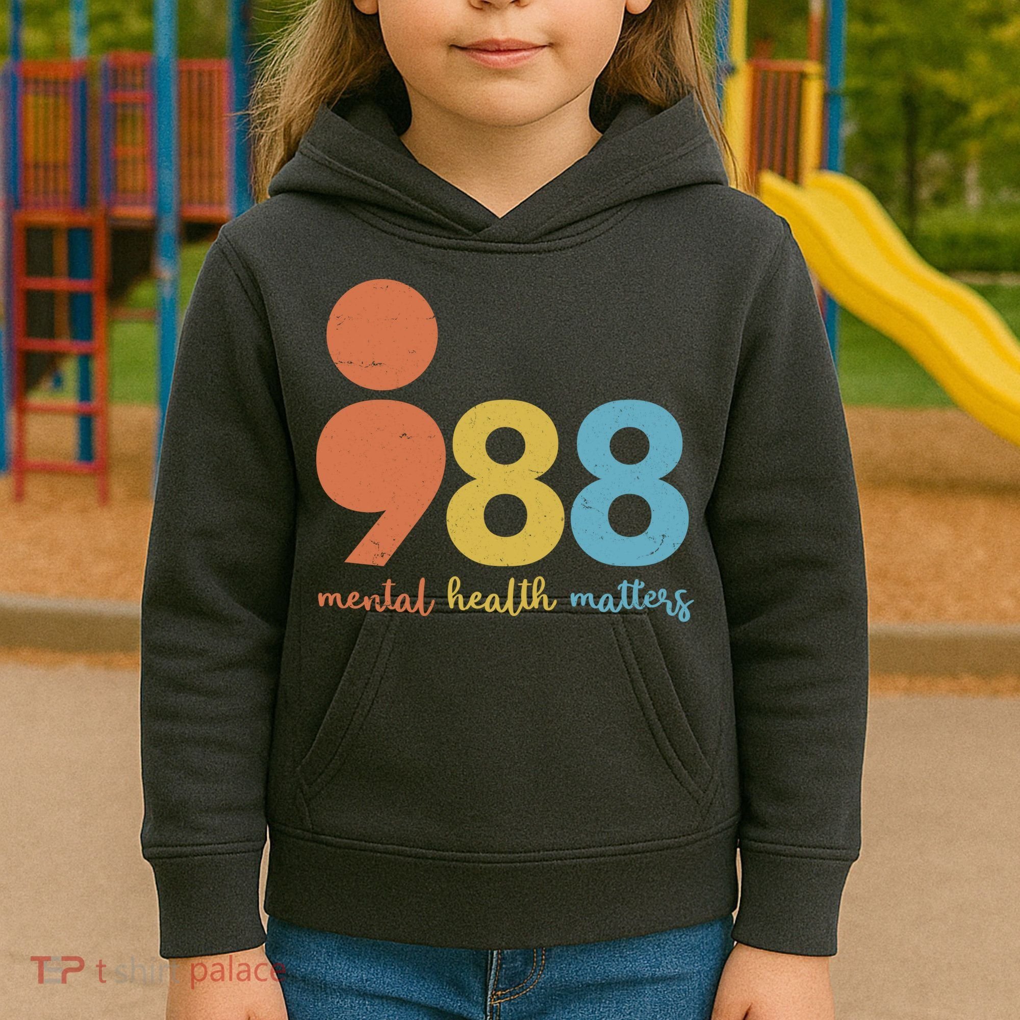 Semicolon 988 Mental Health Matters Kids Hoodie