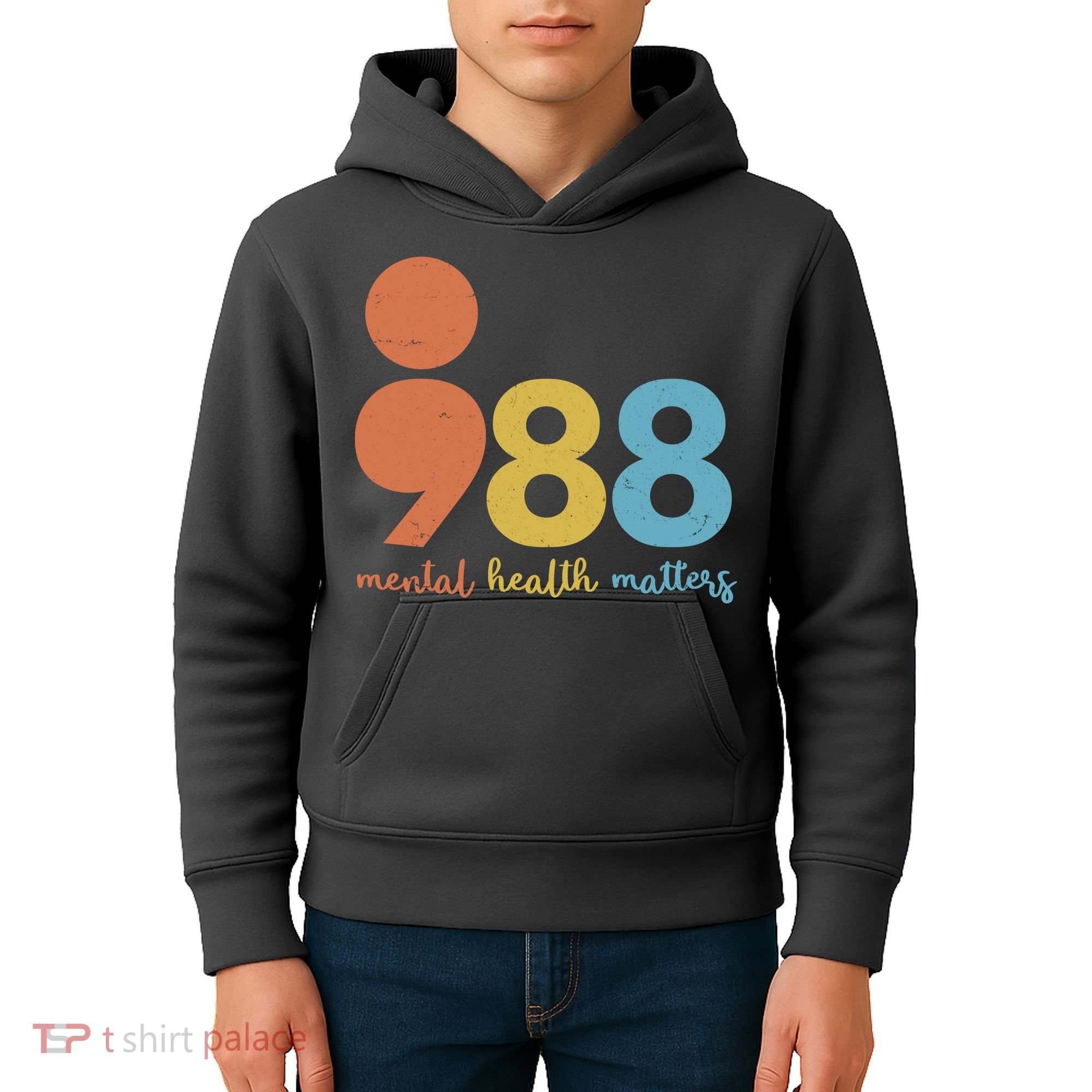 Semicolon 988 Mental Health Matters Kids Hoodie