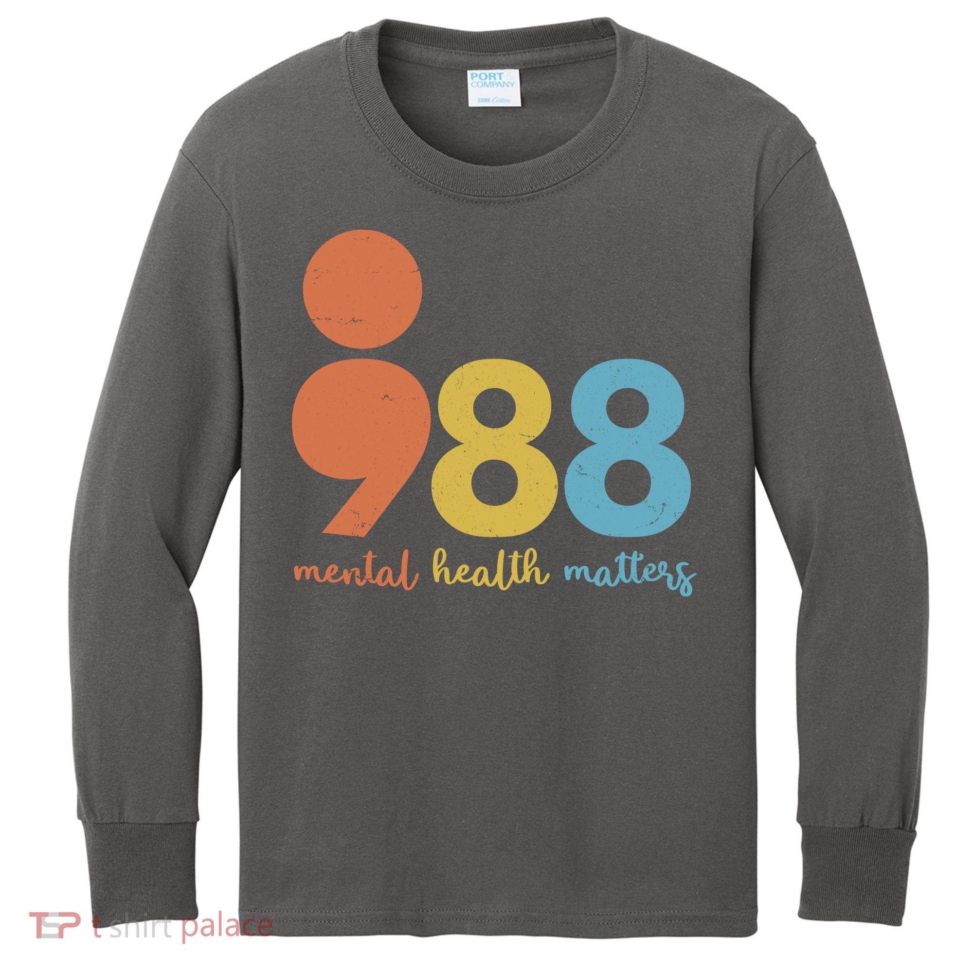 Semicolon 988 Mental Health Matters Kids Long Sleeve Shirt