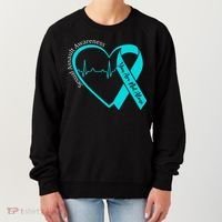 Sexual Assault Awareness Month Heart Teal Ribbon Support Women's Sweatshirt thumb 0