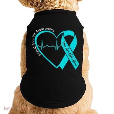 Sexual Assault Awareness Month Heart Teal Ribbon Support Doggie Tank