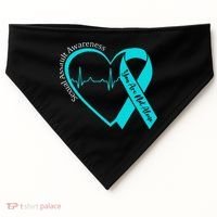 Sexual Assault Awareness Month Heart Teal Ribbon Support USA-Made Doggie Bandana thumb 0