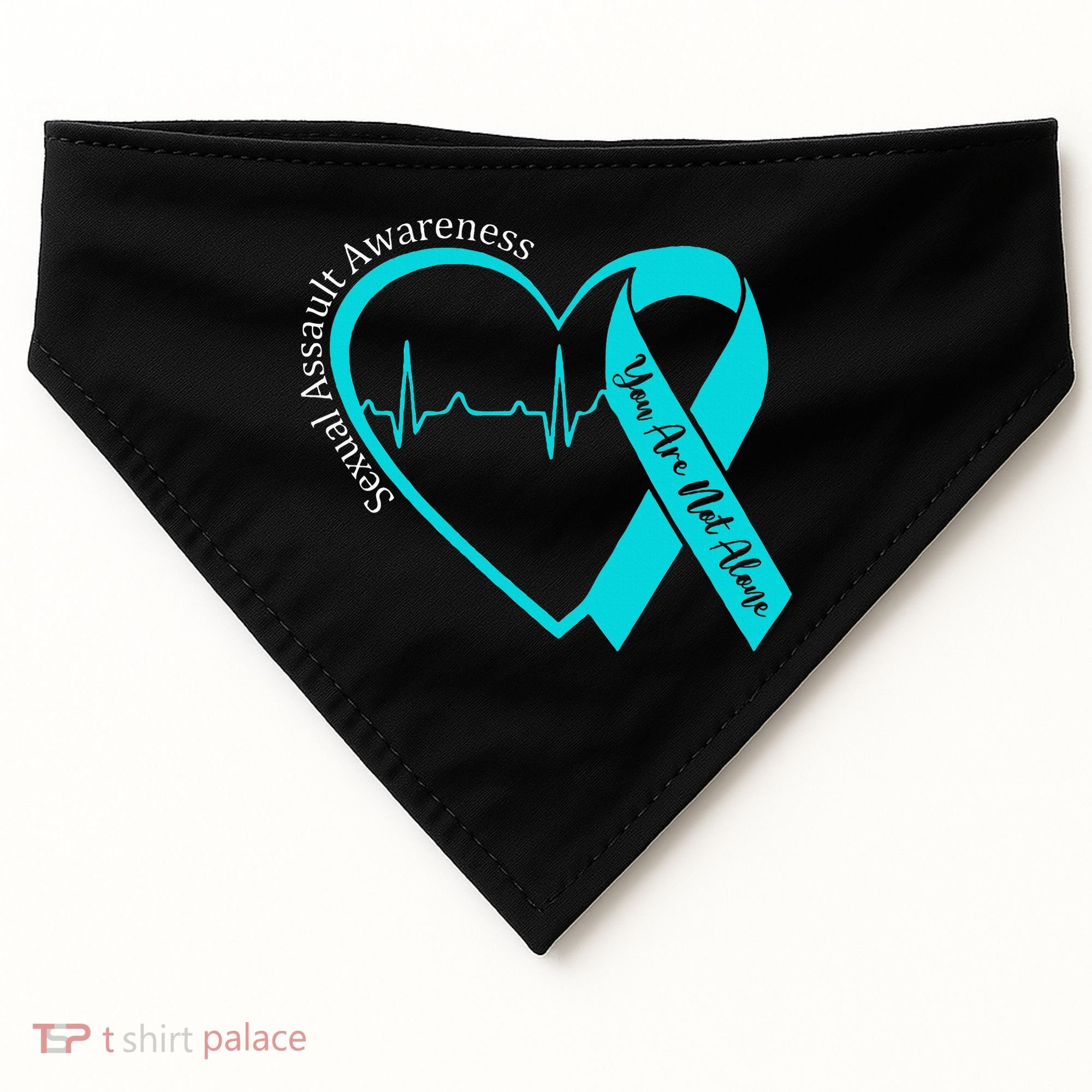 Sexual Assault Awareness Month Heart Teal Ribbon Support USA-Made Doggie Bandana
