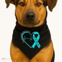 Sexual Assault Awareness Month Heart Teal Ribbon Support USA-Made Doggie Bandana thumb 1