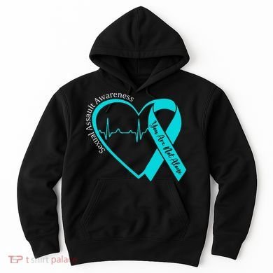 Sexual Assault Awareness Month Heart Teal Ribbon Support Hoodie