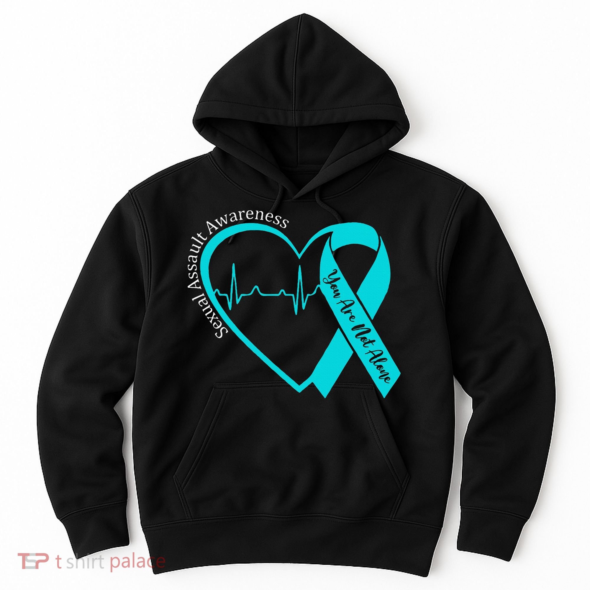Sexual Assault Awareness Month Heart Teal Ribbon Support Hoodie