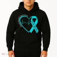 Sexual Assault Awareness Month Heart Teal Ribbon Support Hoodie thumb 2