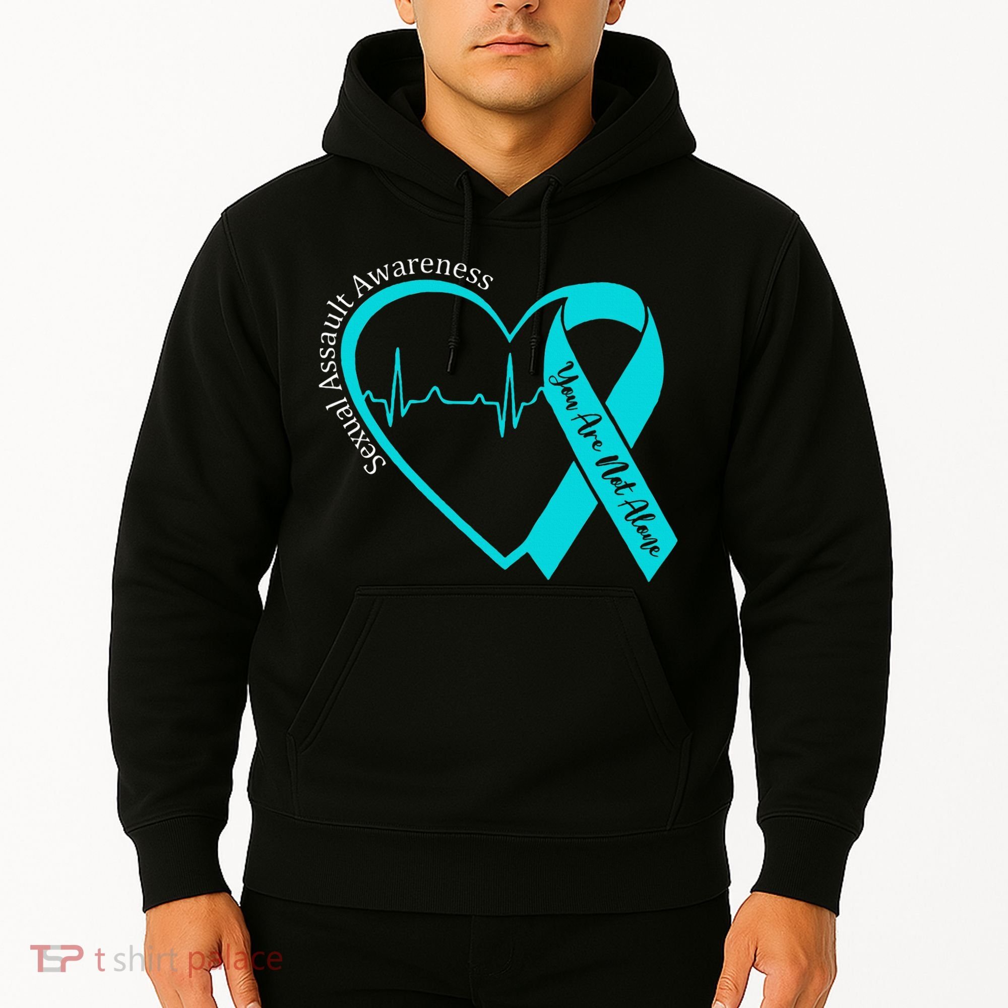 Sexual Assault Awareness Month Heart Teal Ribbon Support Hoodie