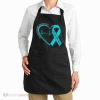 Sexual Assault Awareness Month Heart Teal Ribbon Support Apron thumb 2