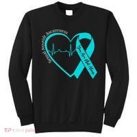 Sexual Assault Awareness Month Heart Teal Ribbon Support Sweatshirt thumb 0