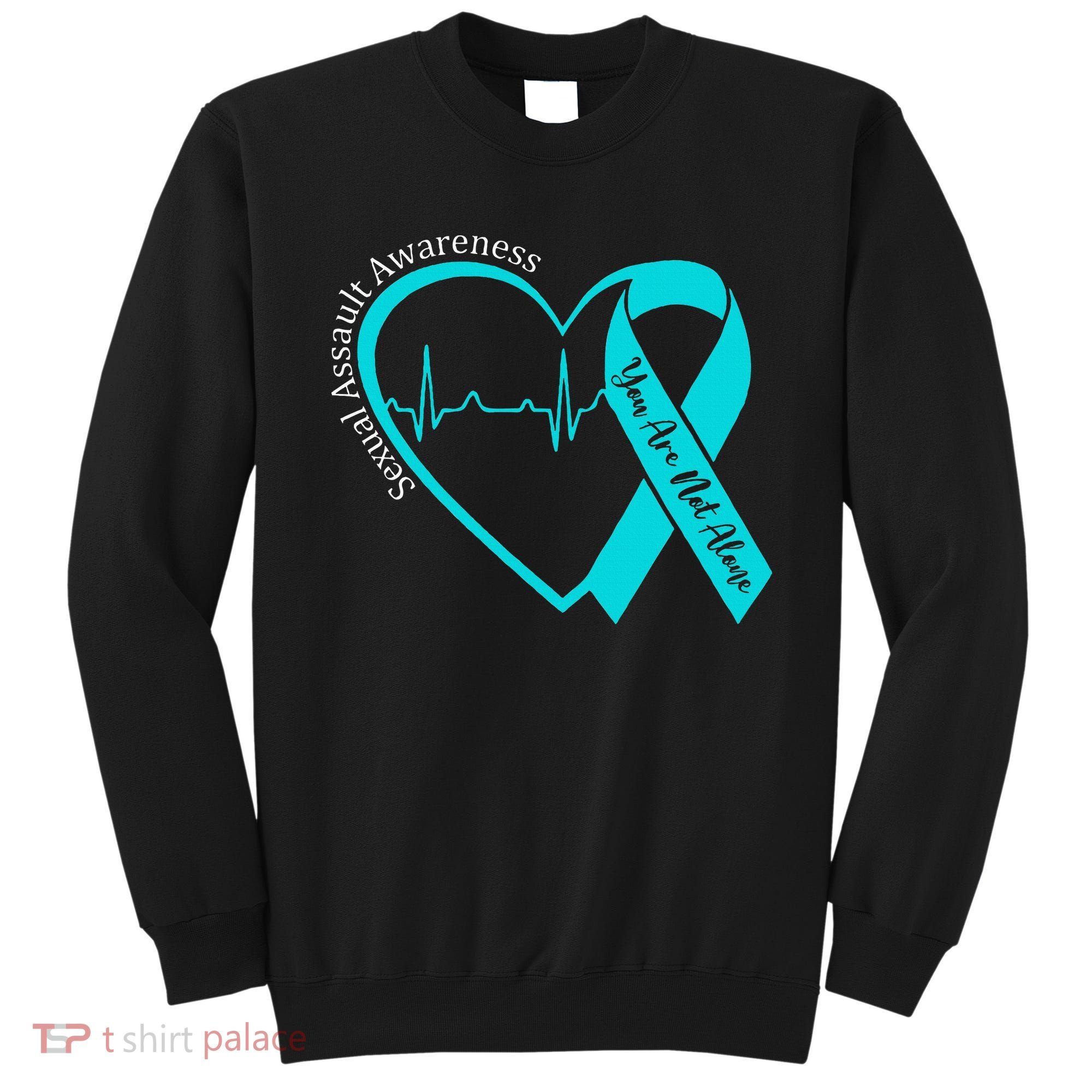 Sexual Assault Awareness Month Heart Teal Ribbon Support Sweatshirt