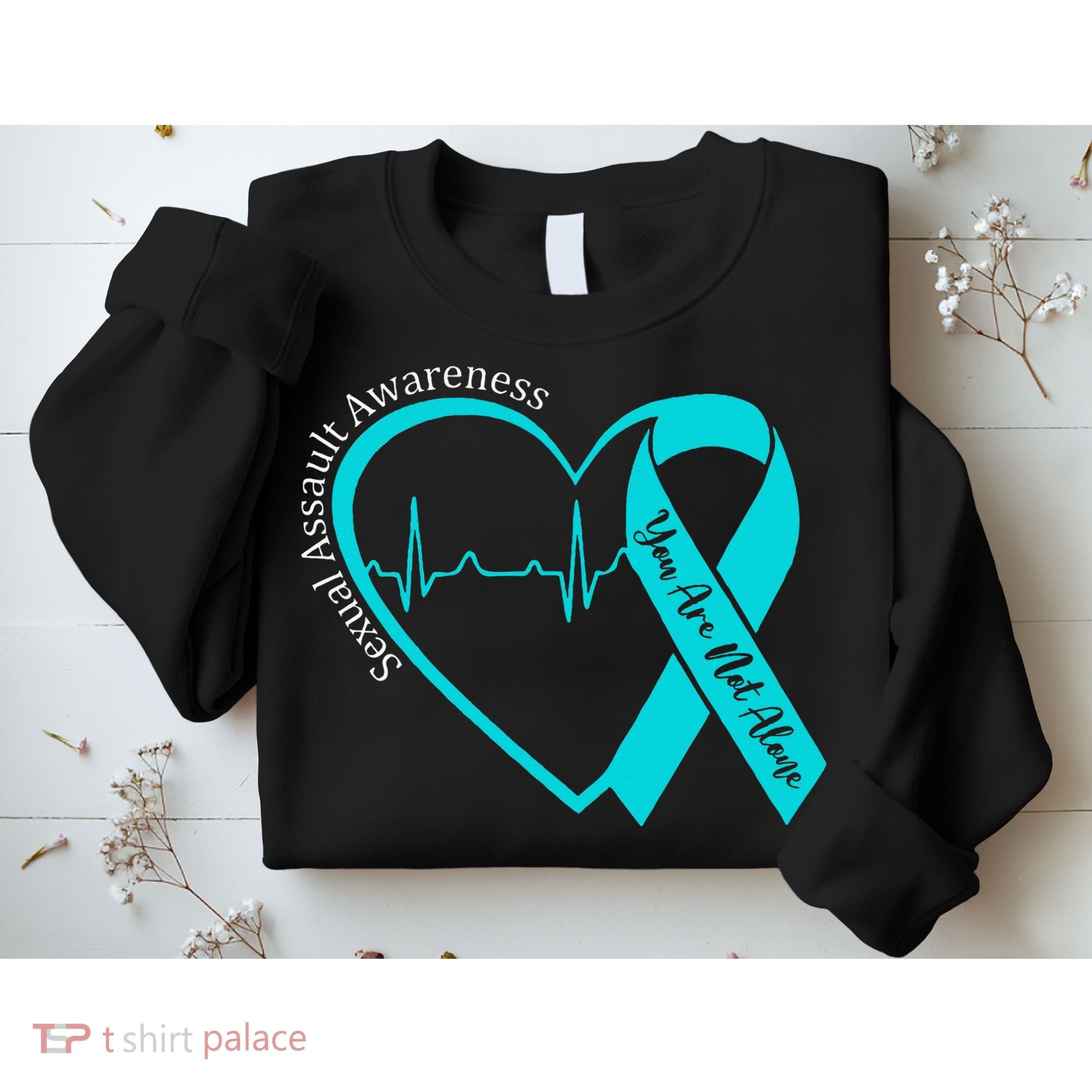 Sexual Assault Awareness Month Heart Teal Ribbon Support Sweatshirt